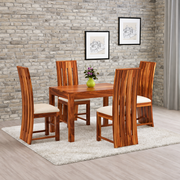 4 Seater Wooden Dining Table Set with High Back Chairs