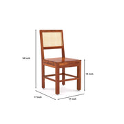 ONIJA Solid Wood Scane Dining Set with Cane Back Chairs 6 Seater