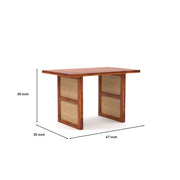 ONIJA Solid Wood Scane Dining Set with Cane Back Chairs 4 Seater