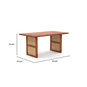 ONIJA Solid Wood Scane Dining Set with Cane Back Chairs 6 Seater