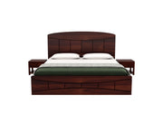 Kyoran Sheesham Wood Queen Size Bed With Storage (Walnut Finish)