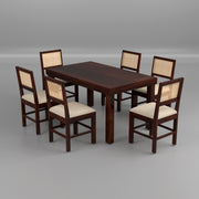 Uldaris Sheesham Wood Dining Set 6 Seater (Walnut Finish)