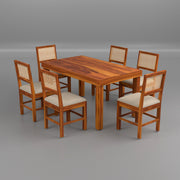 Uldaris Sheesham Wood Dining Set 6 Seater (Honey Finish)