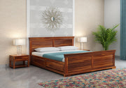Lavorian Sheesham Wood King Size Bed With Storage (Honey Finish)