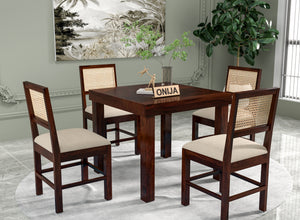 Uldaris Sheesham Wood Dining Set 4 Seater (Walnut Finish)