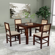 Uldaris Sheesham Wood Dining Set 4 Seater (Walnut Finish)