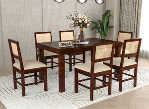 Uldaris Sheesham Wood Dining Set 6 Seater (Walnut Finish)