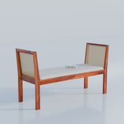 Onija Sheesham Wood Cane Bench with Upholstered Seat for Living Room & Entryway
