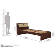 Walken Sheesham Wood Single Bed Without Storage (Walnut Finish)