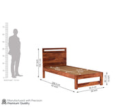 Bacon Sheesham Wood Single Bed Without Storage (Honey Finish)