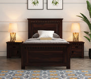 Adolph Sheesham Wood Single Bed Without Storage (Walnut Finish)