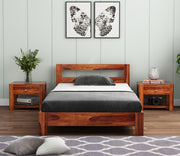 Pavlich Sheesham Wood Single Bed Without Storage (Honey Finish)