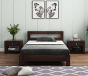 Pavlich Sheesham Wood Single Bed Without Storage (Walnut Finish)