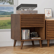 Onija Wooden Bedside Table with Fluted Drawer & Open Shelf