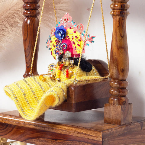ONIJA SheeshamWood Handcrafted Laddu Gopal,Traditional Design Jhula