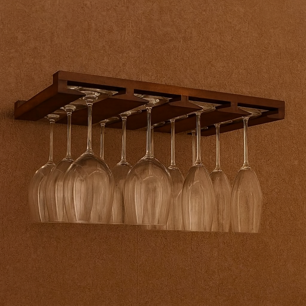 ONIJA Stemware Glass Rack Makes Dull Kitchens or Bar Perfectly Fits 6-12 Glasses Under Cabinet with Included Screws Great Hanging Bar Glass Rack