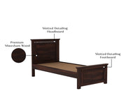 Adolph Sheesham Wood Single Bed Without Storage (Walnut Finish)