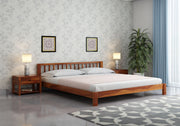 Darvex Sheesham Wood Queen Size Bed Without Storage (Honey Finish)