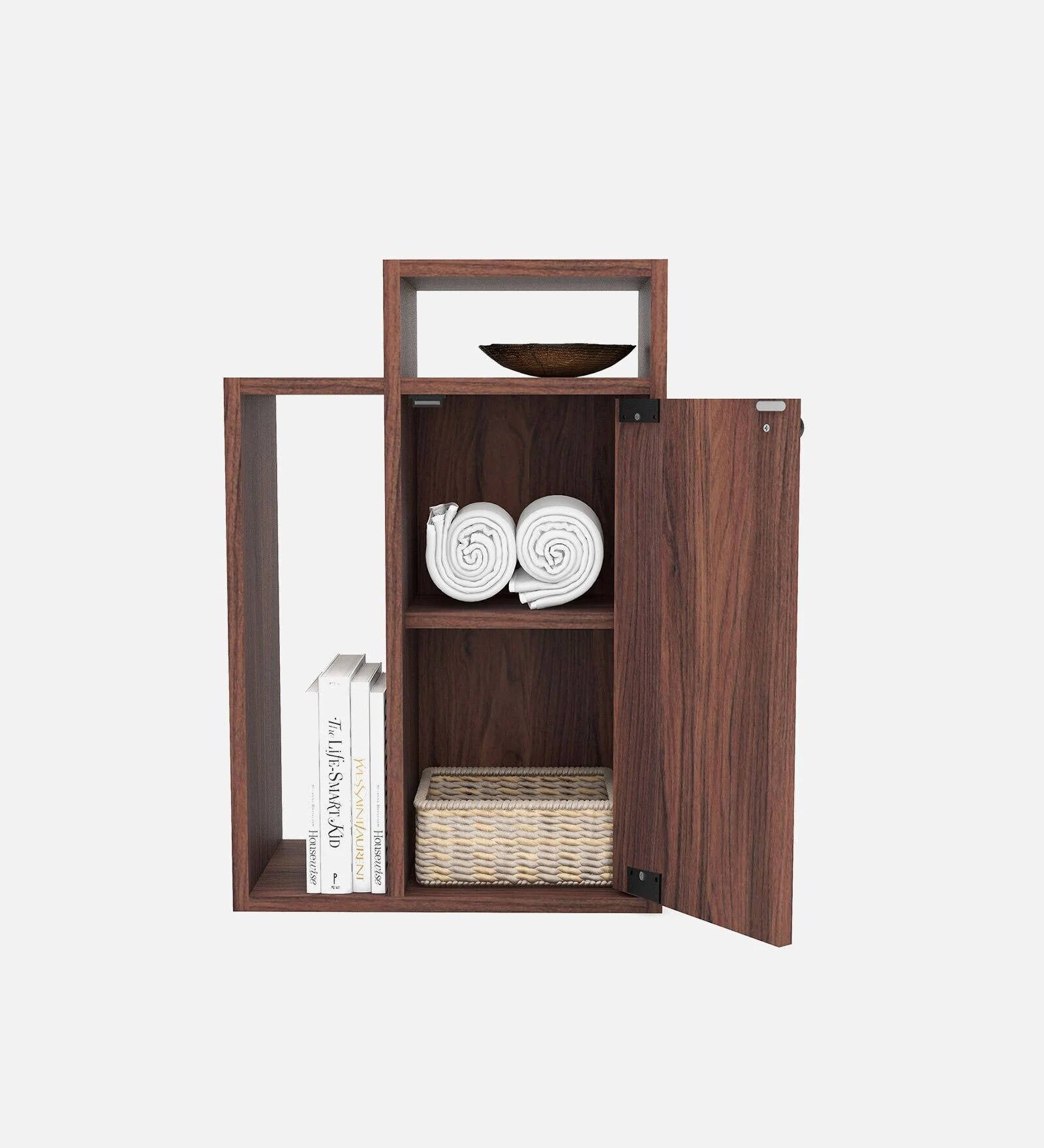 ONIJA Wooden Bedside Table/Wooden Side Table For Bed Room Engineered Wood Bedside Table  (Finish Color - Walnut, Knock Down)