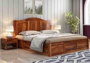 Zayrit Sheesham Wood King Size Bed With Storage (Honey Finish)
