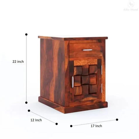 ONIJA Solid Sheesham Wood Bed Side Table For Bed Room Solid Wood End Table