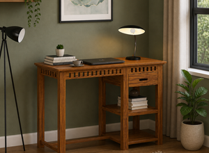 Brenveris Solid Wood Study Table (Honey Finish)