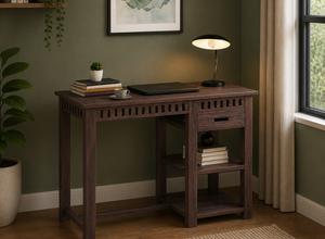 Brenveris Solid Wood Study Table (Walnut Finish)