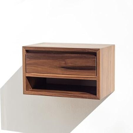 ONIJA Wooden Bedside Table for Bedroom | Wooden Nightstand Lamp Table with 1 Drawer & Shelf