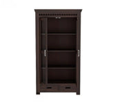 Solid Wood Glass Door Crockery & Display Cabinet with Double Drawers
