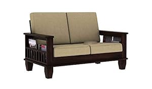 ONIJA  Wooden 2 Seater Sofa Set for Living Room | 2 Seater Sofa for Office & Lounge | Two Seater Sofa Sets for Home | Sheesham Wood - WALNUT FINISH