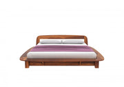 Ravyon Sheesham Wood Queen Size Bed Without Storage (Honey Finish)