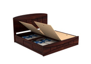 Kyoran Sheesham Wood Queen Size Bed With Storage (Walnut Finish)