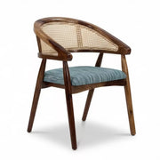 Wooden Dining Table Set with Cane Chairs