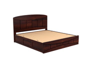Kyoran Sheesham Wood Queen Size Bed With Storage (Walnut Finish)