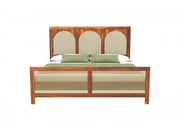 Kathanx Sheesham Wood Queen Size Bed Without Storage (Honey Finish)