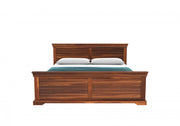 Lavorian Sheesham Wood Queen Size Bed With Storage (Honey Finish)