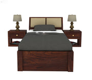 Walken Sheesham Wood Single Bed Without Storage (Walnut Finish)