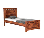 Adolph Sheesham Wood Single Bed Without Storage (Honey Finish)