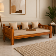 ONIJA Sheesham Wood Sofa 3 Seater Sofa Diwan Bed