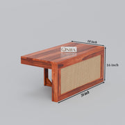 Onija Solid Wood Cane Coffee Table with Hidden Seating | Natural