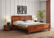 Shilvay Sheesham Wood Queen Size Bed Without Storage (Honey Finish)
