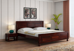 Shilvay Sheesham Wood King Size Bed Without Storage (Walnut Finish)