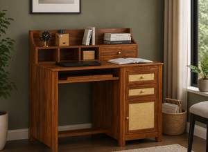 Averion Solid Wood Study Table (Honey Finish)