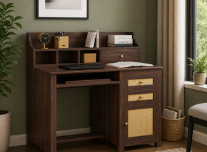 Averion Solid Wood Study Table (Walnut Finish)