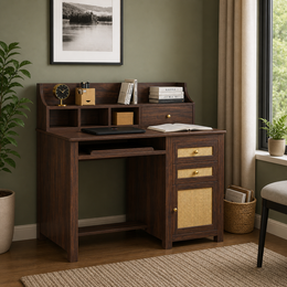 Averion Solid Wood Study Table (Walnut Finish)