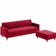 Modern Red L-Shaped Sectional Sofa