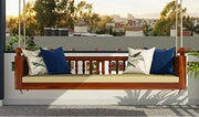 Wooden Hanging Swing Sofa with Cushioned Seat