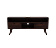 Norethian Sheesham Wood Tv Unit with Two Pull Out Drawers and Shelves (Honey Finish)