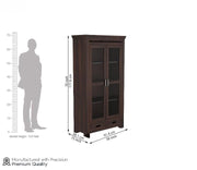 Solid Wood Glass Door Crockery & Display Cabinet with Double Drawers