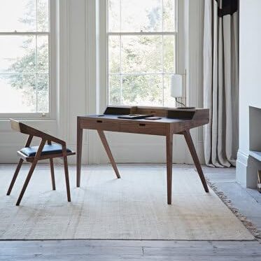 ONIJA Furniture Solid sheesham Modern Wooden Dining Chair with Arms, Upholstered Cushioned Seat, Walnut Finish seat Color Off (Blue)